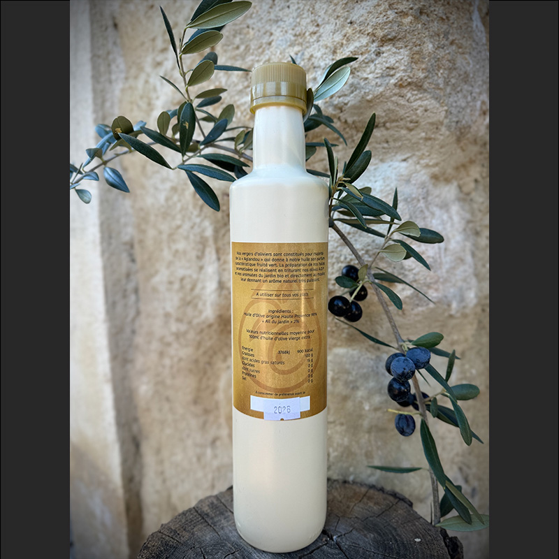Huile d'Olive Aromatisée à l'Ail - Saveur Cuisine Méditerranéenne